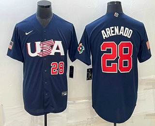 Men's USA Baseball #28 Nolan Arenado Number 2023 Navy World Baseball Classic Stitched Jersey,We sell and wholesale Men's USA Baseball #28 Nolan Arenado Number 2023 Navy World Baseball Classic Stitched Jersey on line form chian!